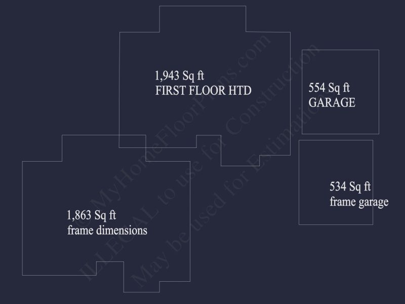 Craftsman house Floor Plan: 1, 943 Sq Ft with CAD Designs