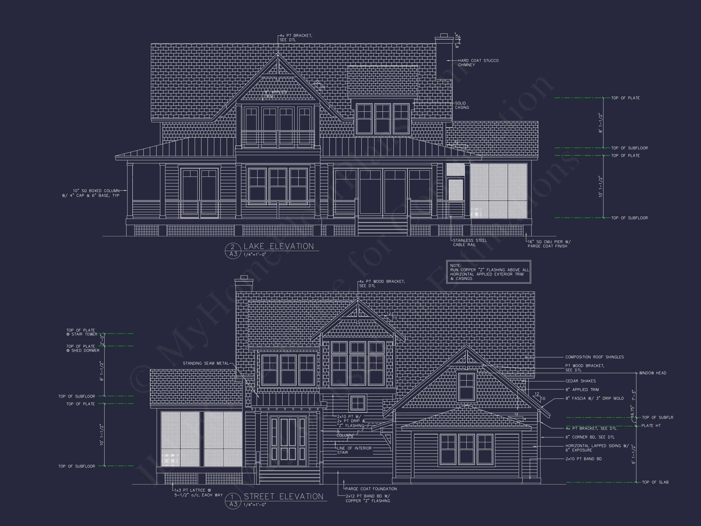 Craftsman house Floor Plan: 2-Story,3-Bed Blueprint