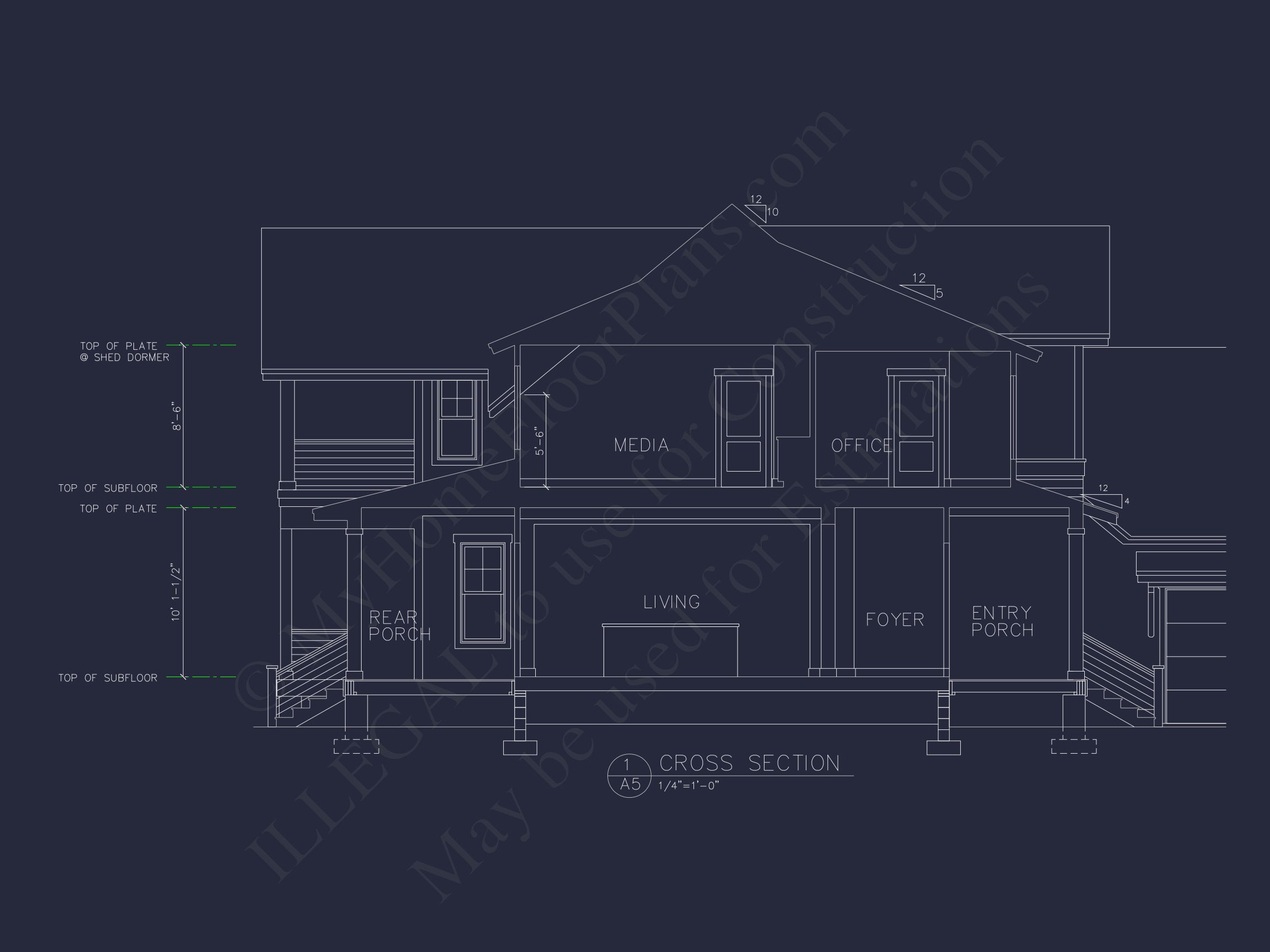 Craftsman house Floor Plan: 2-Story,3-Bed Blueprint