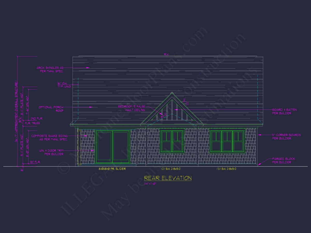 Craftsman house Floor Plan: 3 Bed, 2 Bath, 2 Story Blueprint