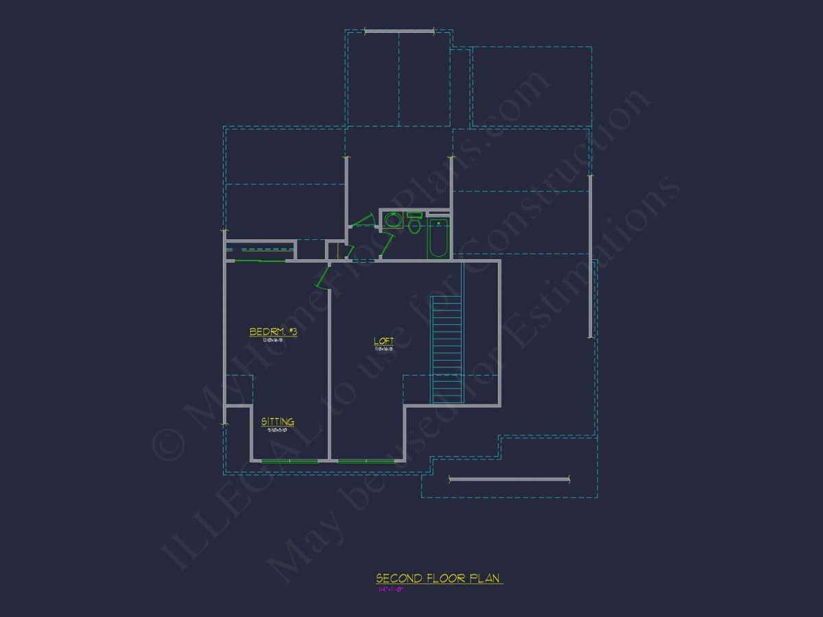 Craftsman house Floor Plan: 3 Bed, 2 Bath, 2 Story Blueprint