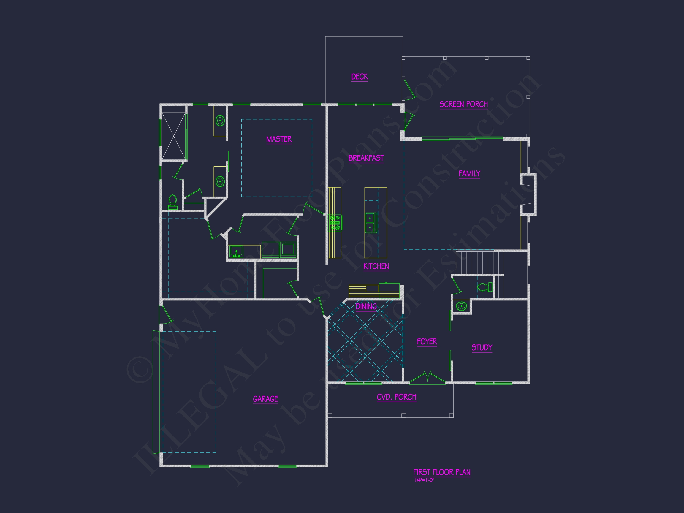 Craftsman Home Floor Plan - 4 Bed,3 Bath CAD Designs Blueprint