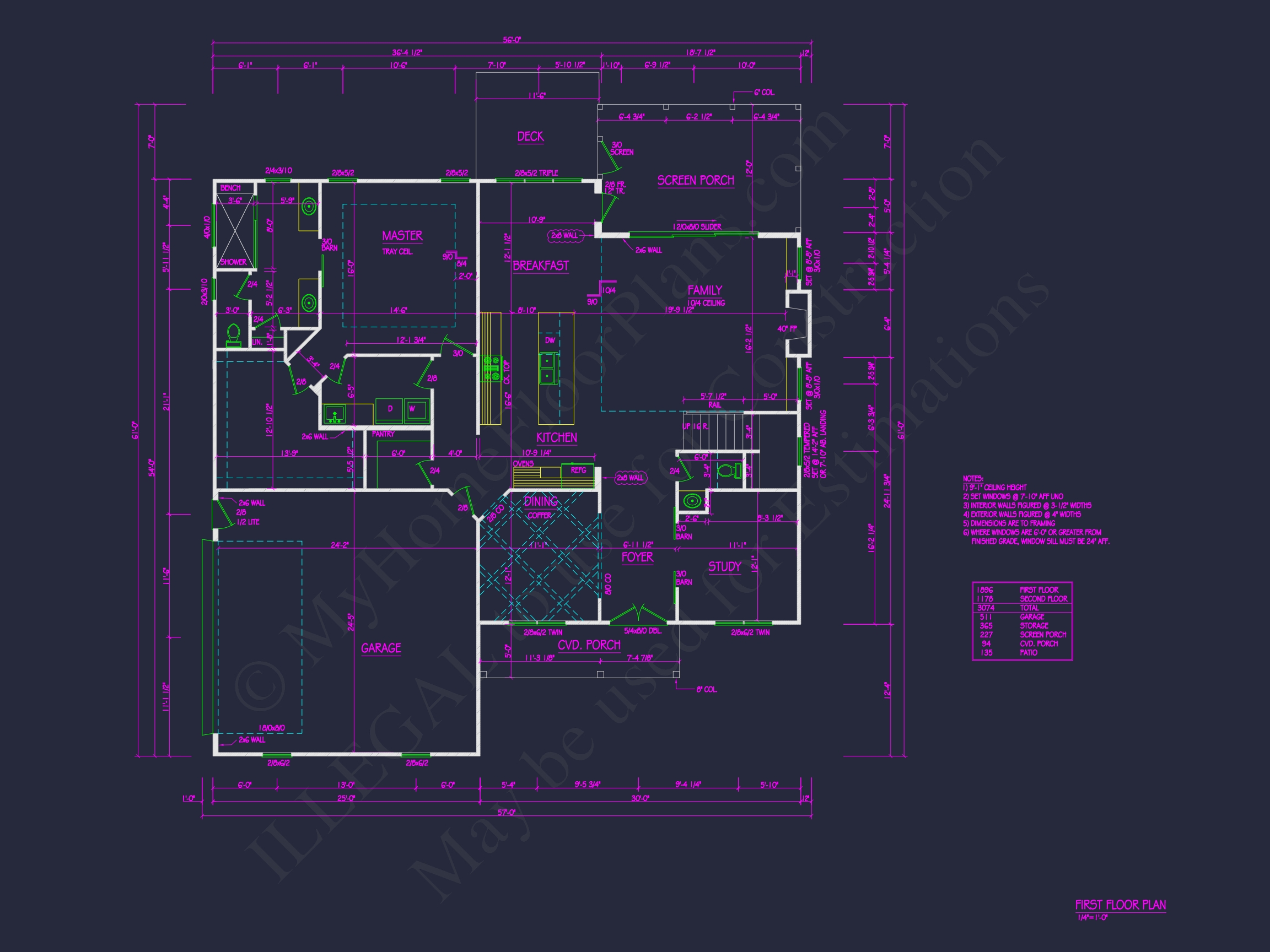 Craftsman Home Floor Plan - 4 Bed,3 Bath CAD Designs Blueprint