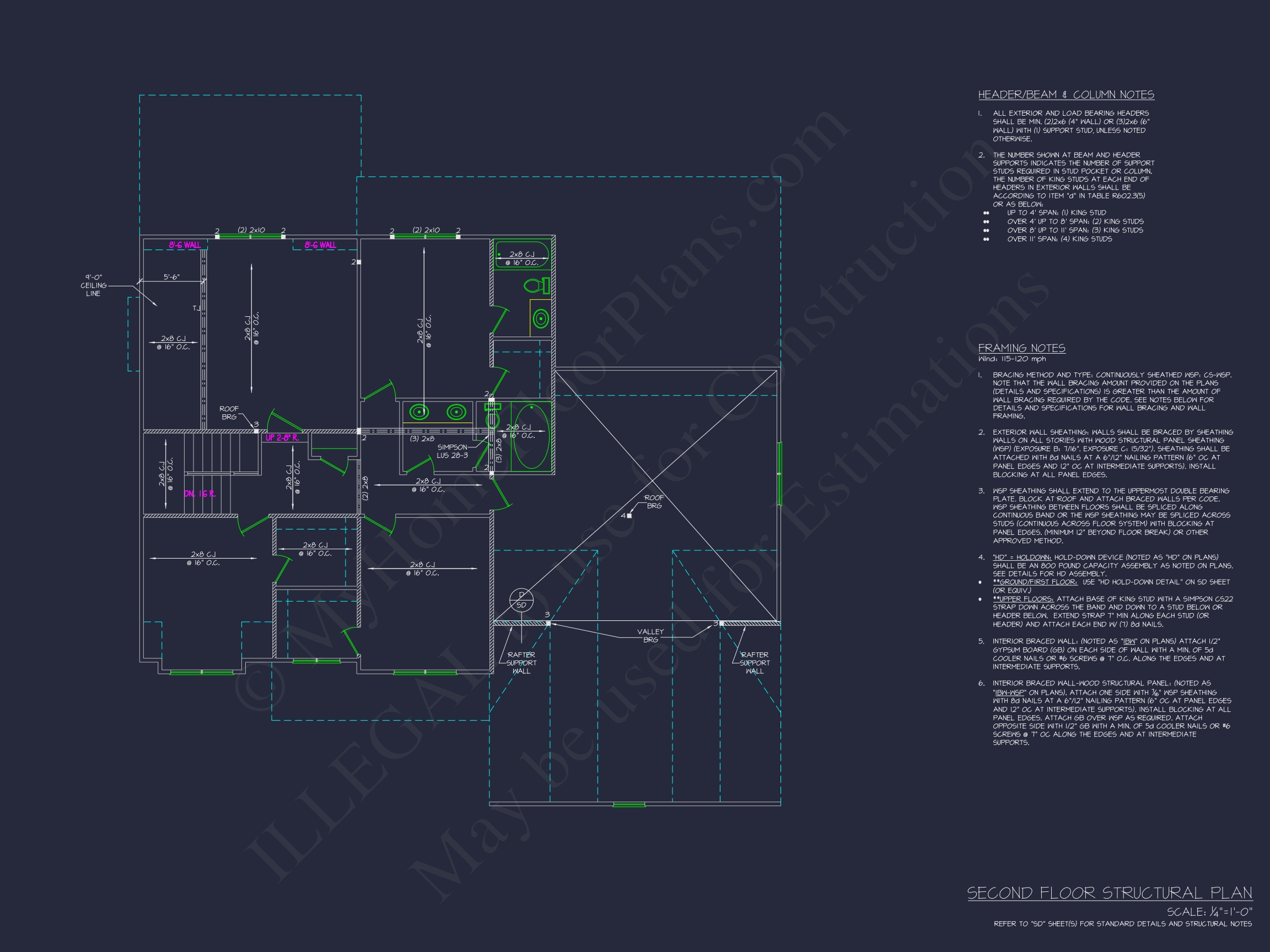 Craftsman Home Floor Plan - 4 Bed,3 Bath CAD Designs Blueprint