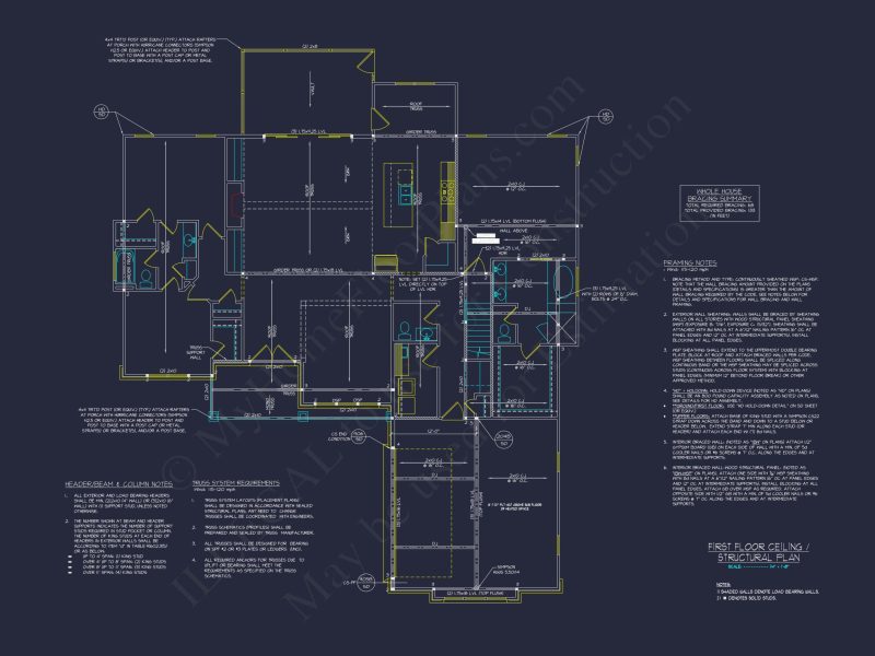 Craftsman house Floor Plan - 4 Bedrooms, 3.5 Baths, Blueprint CAD Design
