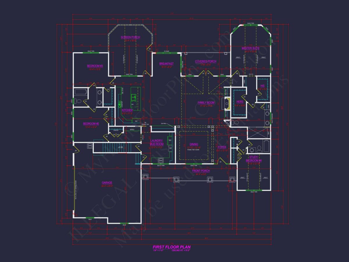 Craftsman house Floor Plan: 4 Beds, 3, 053 Sq Ft CAD Designs