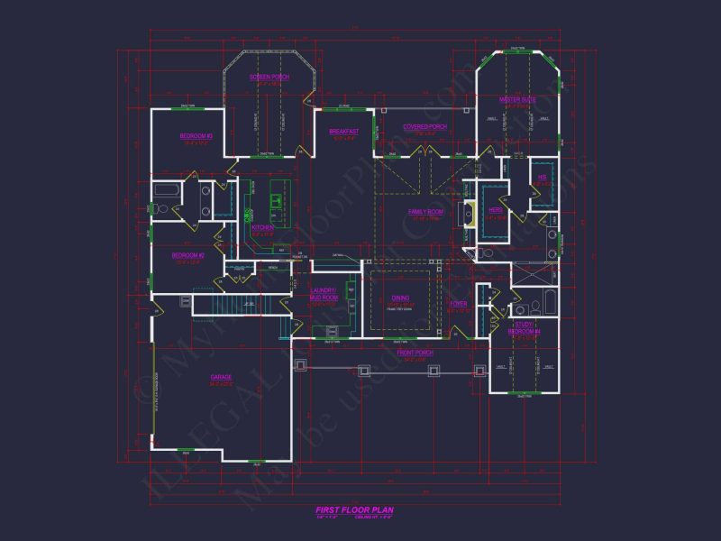 Craftsman house Floor Plan: 4 Beds, 3, 053 Sq Ft CAD Designs