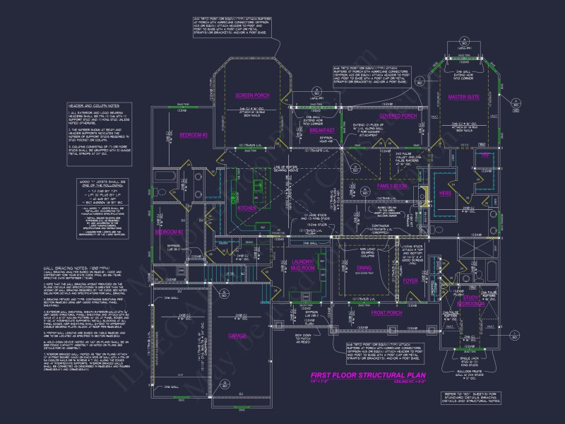 Craftsman house Floor Plan: 4 Beds, 3, 053 Sq Ft CAD Designs
