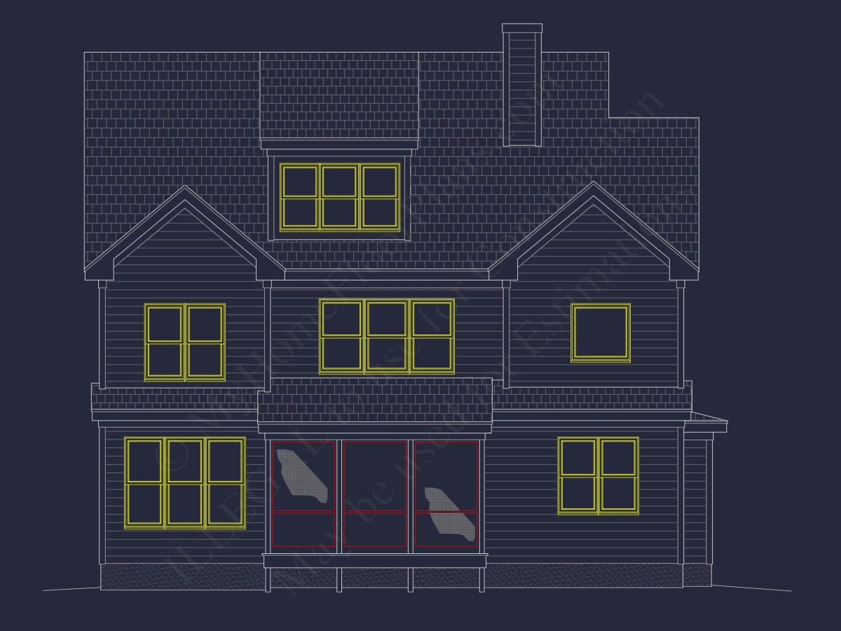 Craftsman house Floor Plan: Blueprint & CAD for Designers