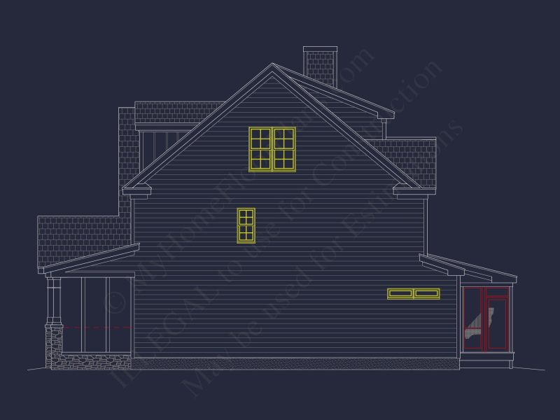 Craftsman house Floor Plan: Blueprint & CAD for Designers
