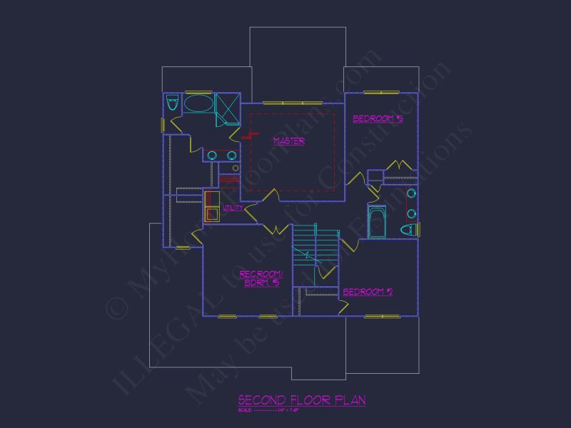 Craftsman house Floor Plan: Blueprint & CAD for Designers