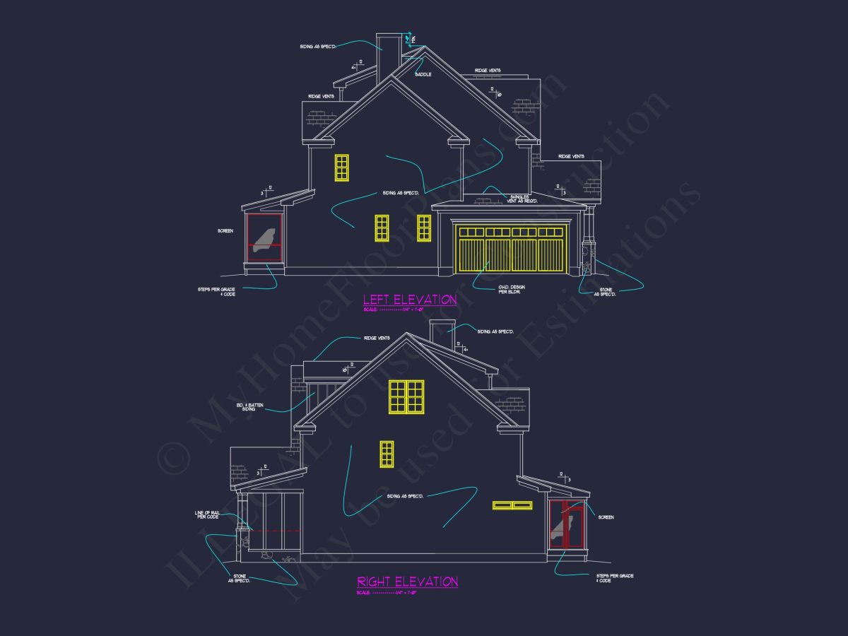 Craftsman house Floor Plan: Blueprint & CAD for Designers