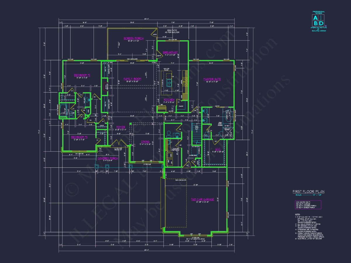 Craftsman house Floor Plan: CAD Blueprint with Elegant Designs
