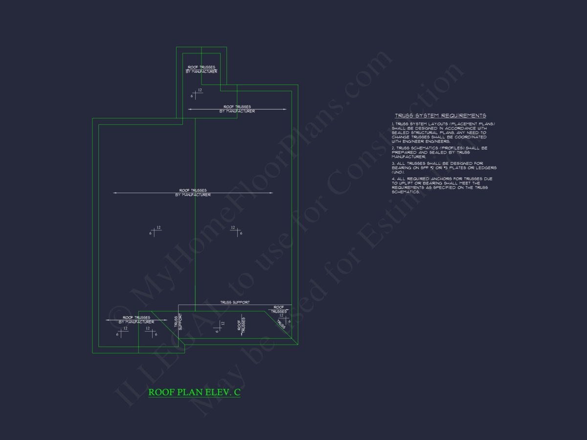 Craftsman house Floor Plan - Detailed CAD Blueprint Designs