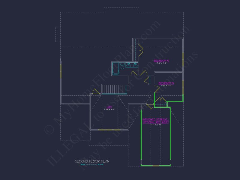 Craftsman house Floor Plan with 1.5 Stories and CAD Designs