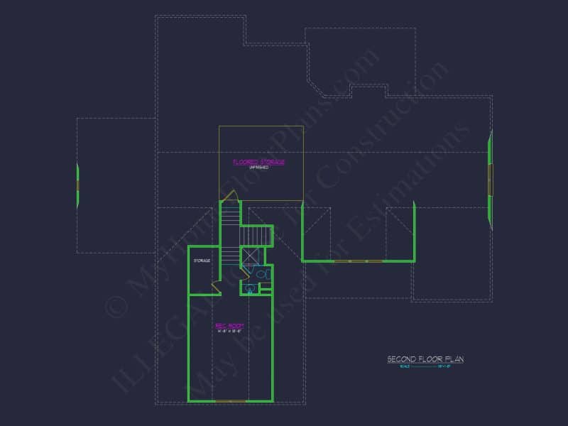 Craftsman house Floor Plan with 1.5 Story CAD Designs