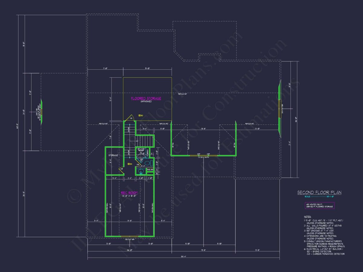 Craftsman house Floor Plan with 1.5 Story CAD Designs