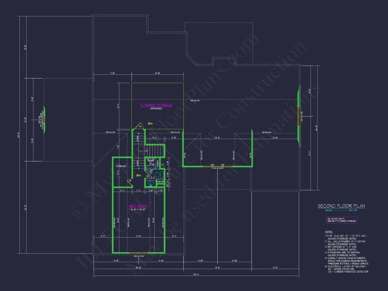 Craftsman house Floor Plan with 1.5 Story CAD Designs