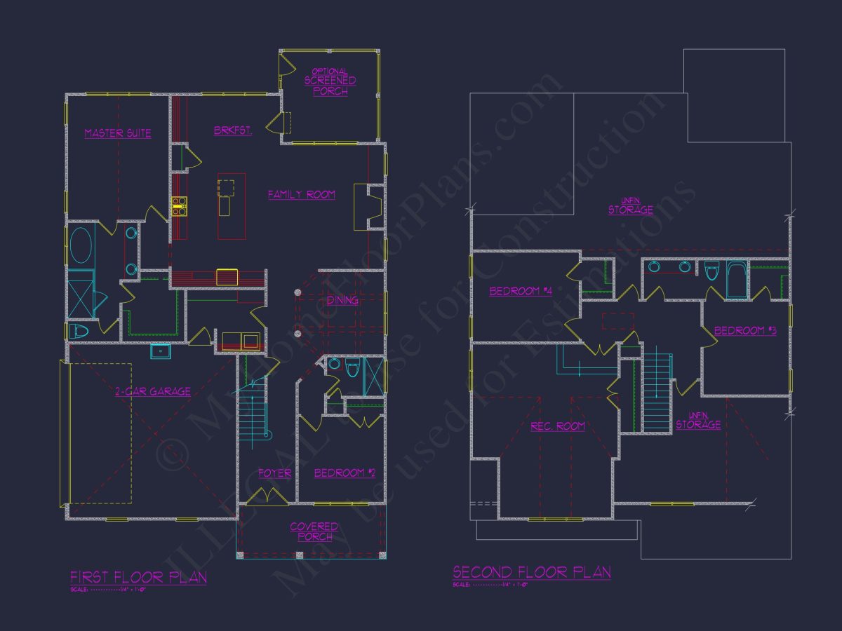Craftsman house Floor Plan with 2 Stories and Spacious Designs