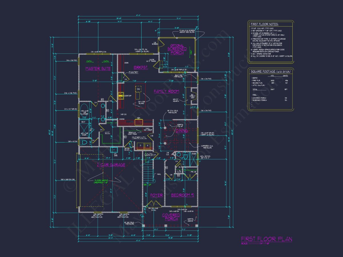 Craftsman house Floor Plan with 2 Stories and Spacious Designs