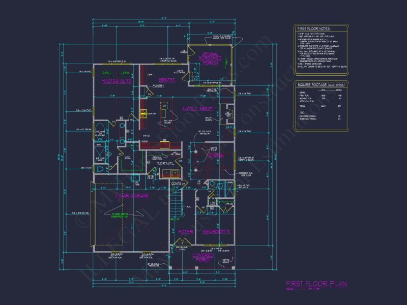 Craftsman house Floor Plan with 2 Stories and Spacious Designs