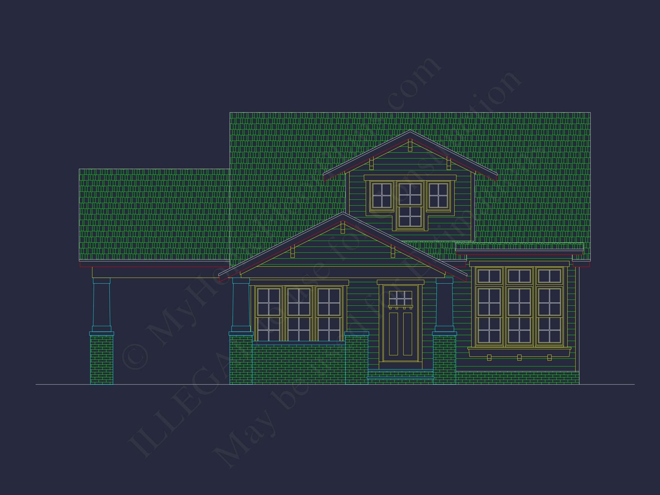 Craftsman Home Floor Plan with 2 Stories,CAD Blueprint Designs