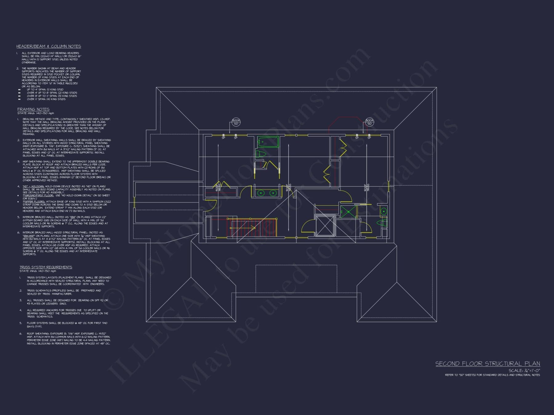 Craftsman house Floor Plan with 2-Story Designs and CAD Blueprint