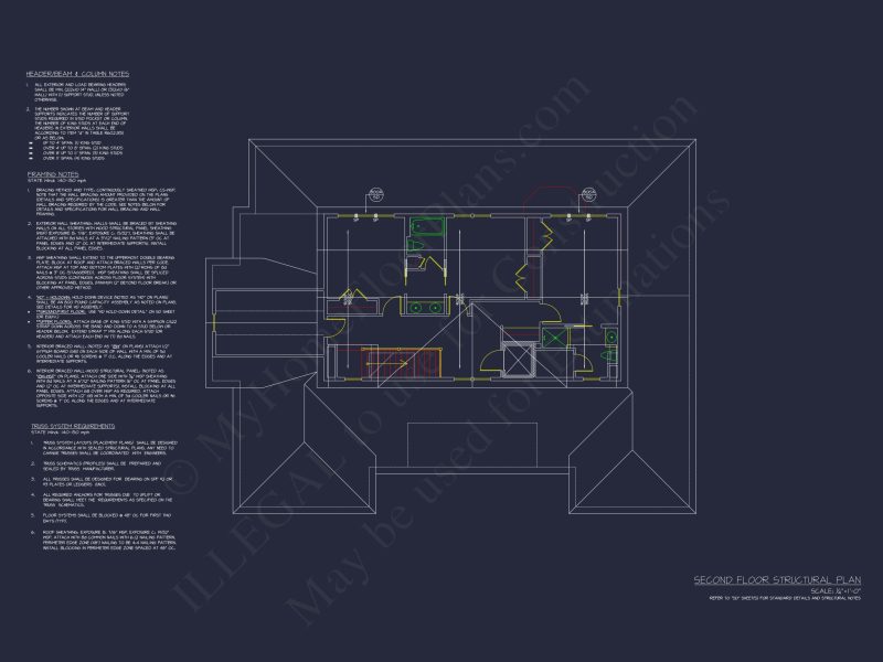 Craftsman house Floor Plan with 2-Story Designs and CAD Blueprint