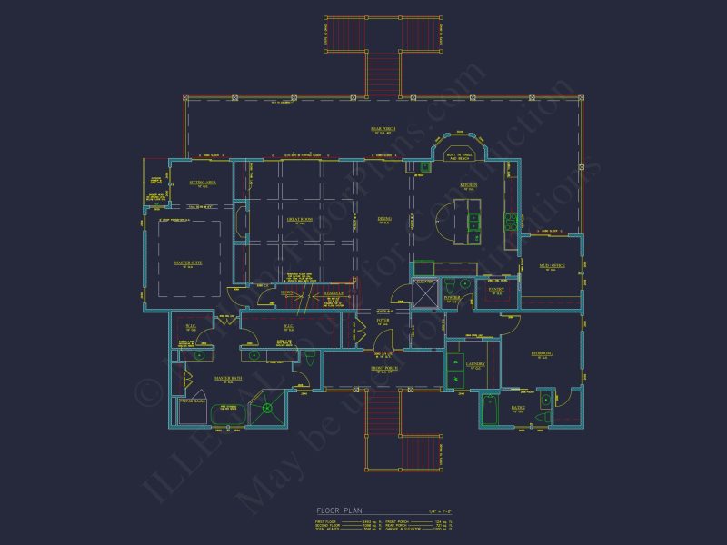 Craftsman house Floor Plan with 2-Story Designs and CAD Blueprint