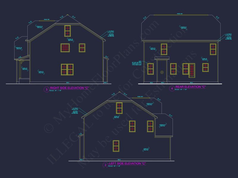 Craftsman house Floor Plan with 2.5 Story Designs & CAD Files