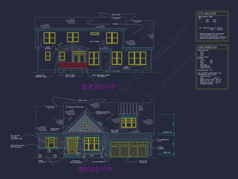 Craftsman house Floor Plan with 4 Bedrooms & 2-Car Garage