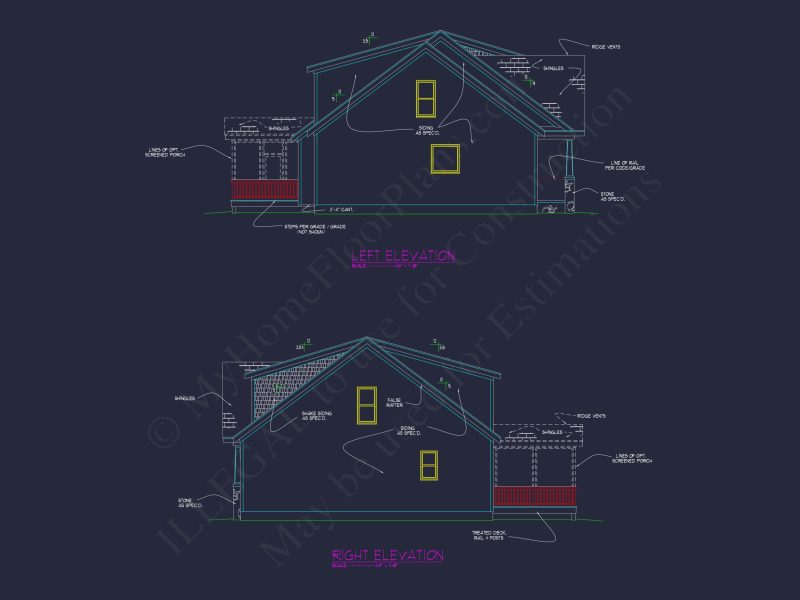 Craftsman house Floor Plan with 4 Bedrooms & 2-Car Garage