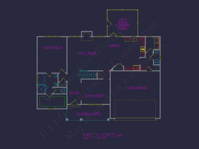 Craftsman house Floor Plan with 4 Bedrooms & 2-Car Garage