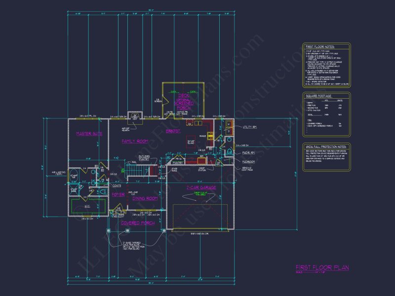 Craftsman house Floor Plan with 4 Bedrooms & 2-Car Garage