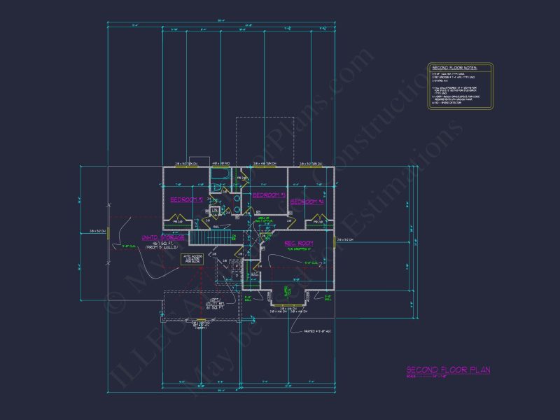 Craftsman house Floor Plan with 4 Bedrooms & 2-Car Garage