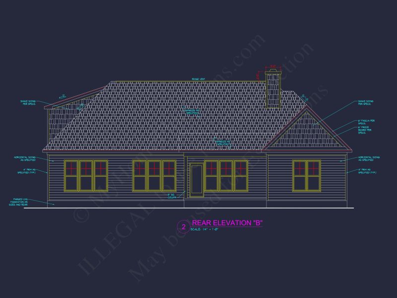 Craftsman house Floor Plan with 4 Bedrooms and 2-Car Garage