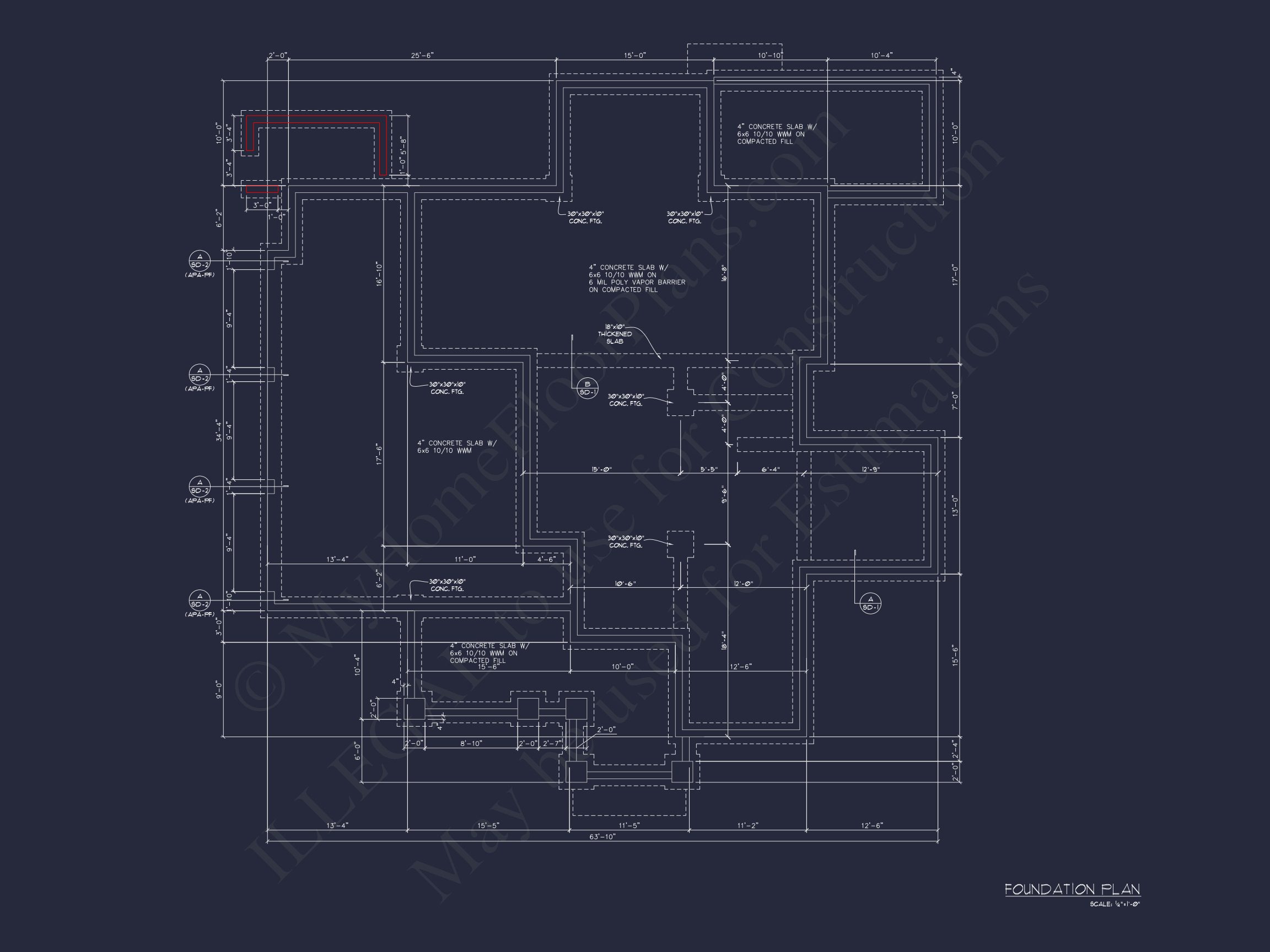 Craftsman house Floor Plan with 4 Bedrooms and 3 Garage Bays
