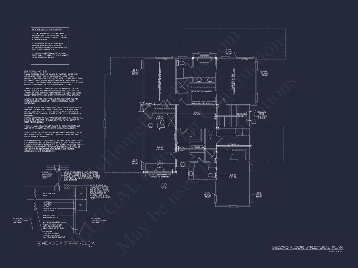 Craftsman house Floor Plan with 4 Bedrooms and 3 Garage Bays