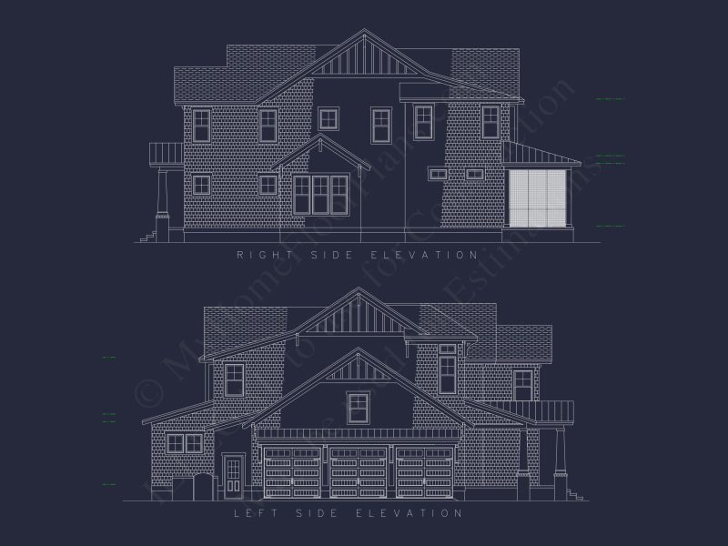 Craftsman house Floor Plan with 4 Bedrooms and 3 Garage Bays