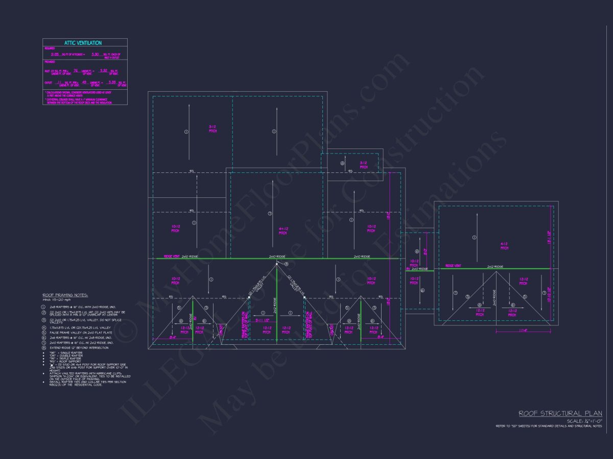 Craftsman house Floor Plan with 4 Beds, CAD Designs & Blueprint