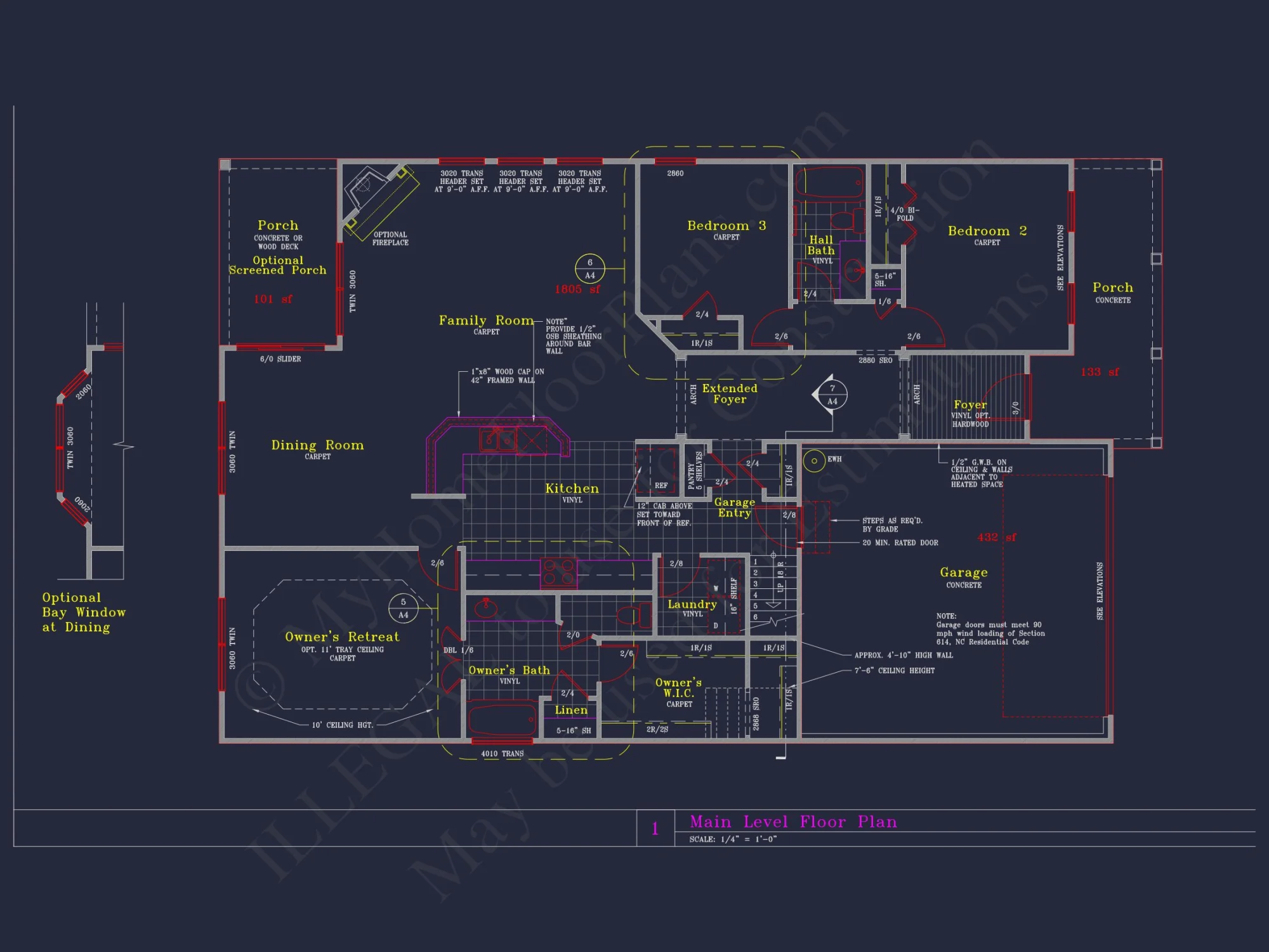 Craftsman house Floor Plan with CAD Blueprints and Designs
