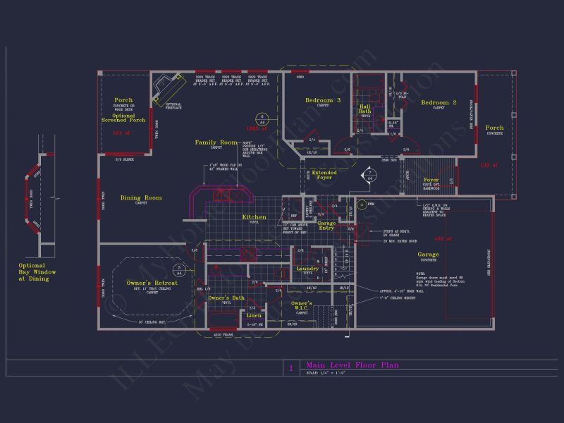 Craftsman house Floor Plan with CAD Blueprints and Designs
