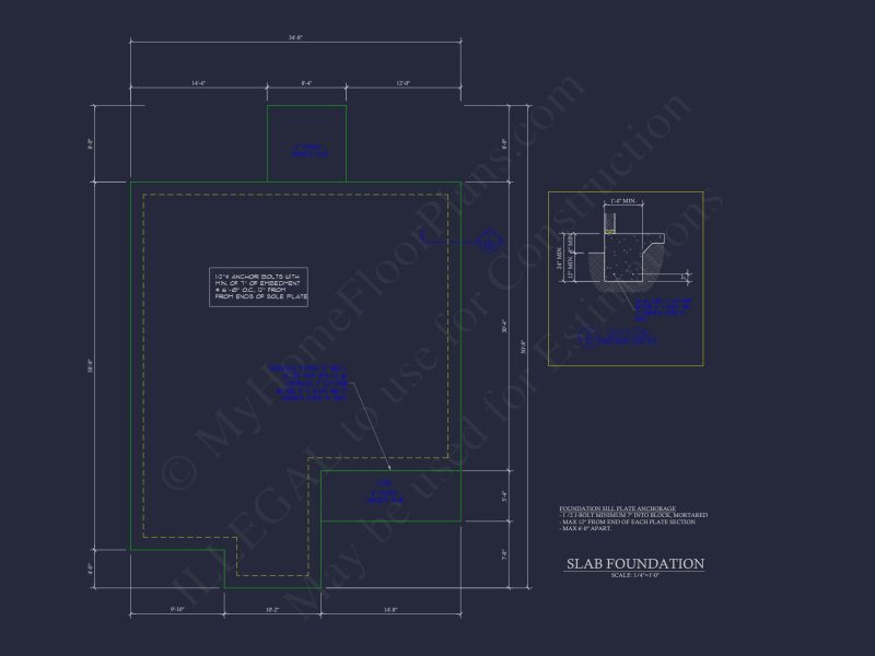 Craftsman house Floor Plan with CAD Design for 5 Bedrooms