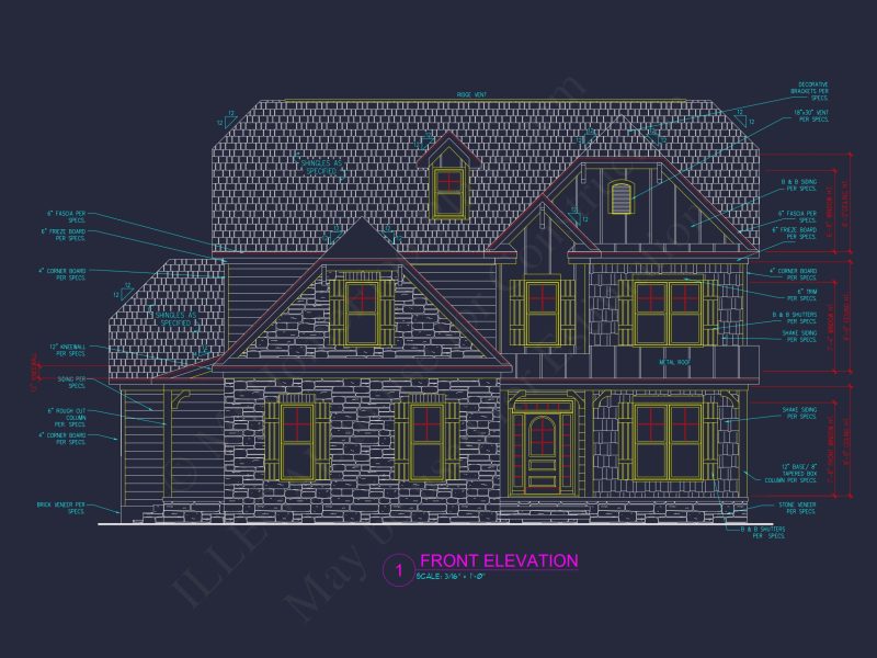 Craftsman house Floor Plan with CAD Designs and Blueprint