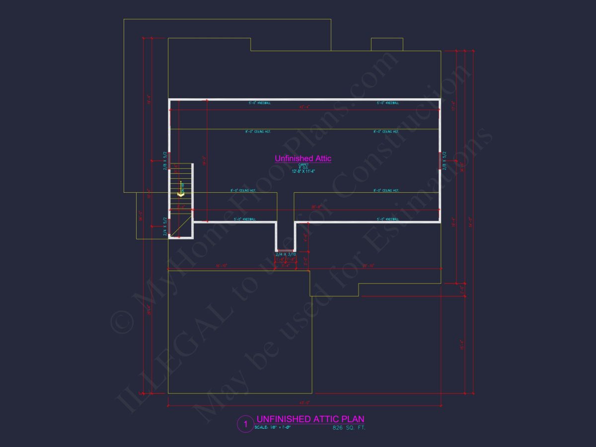 Craftsman house Floor Plan with CAD Designs and Blueprint