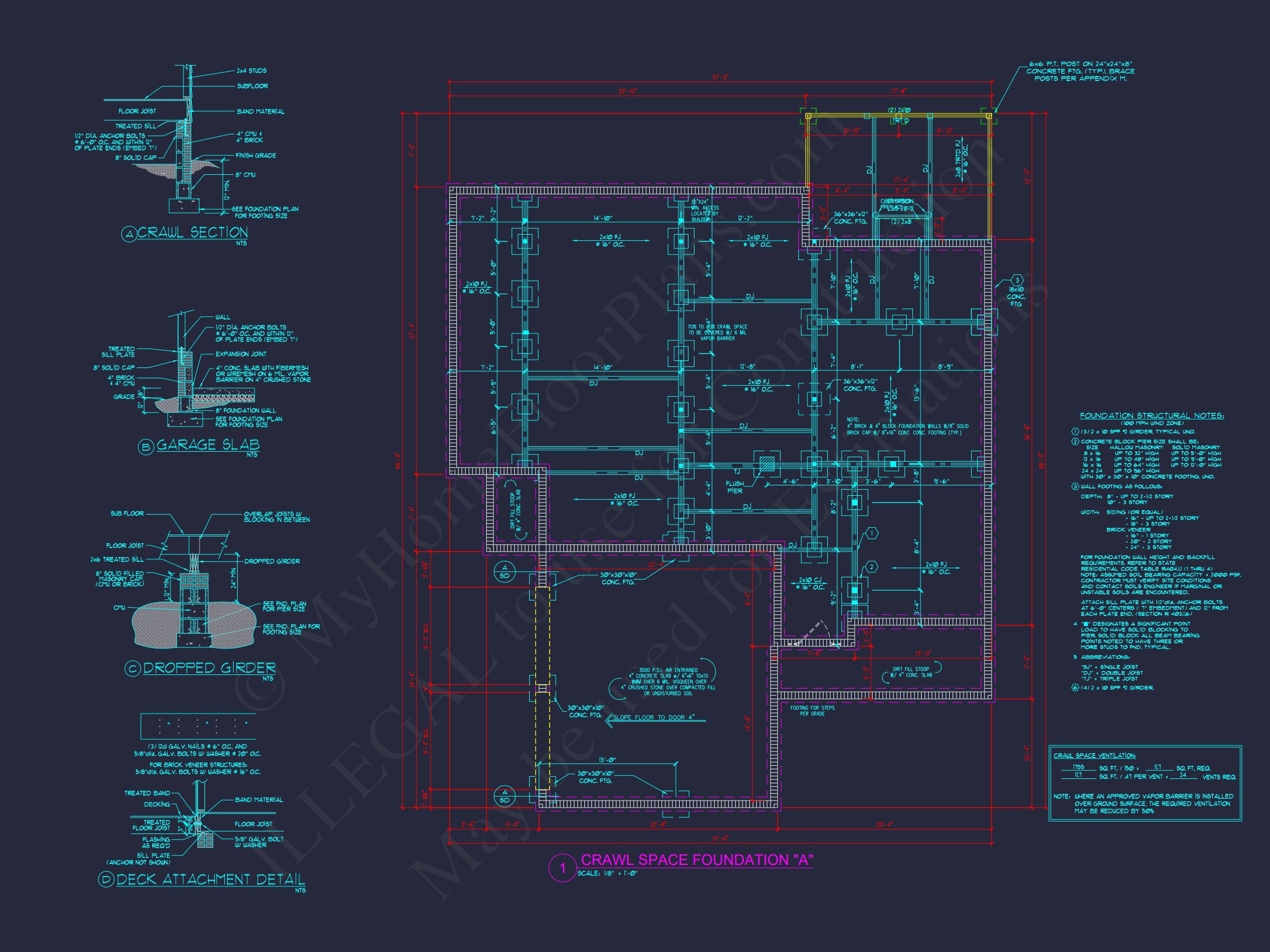 Craftsman house Floor Plan with CAD Designs and Blueprint
