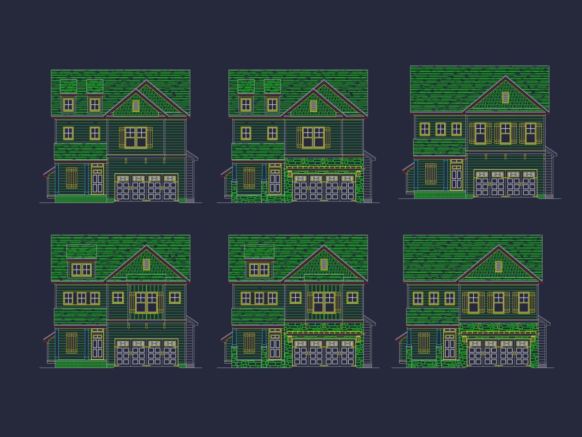 Craftsman house Floor Plan with CAD Designs and Blueprint