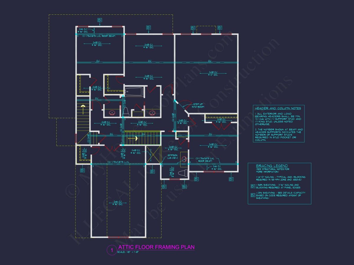Craftsman house Floor Plan with CAD Designs and Blueprint