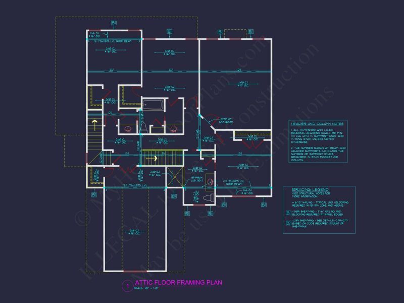 Craftsman house Floor Plan with CAD Designs and Blueprint