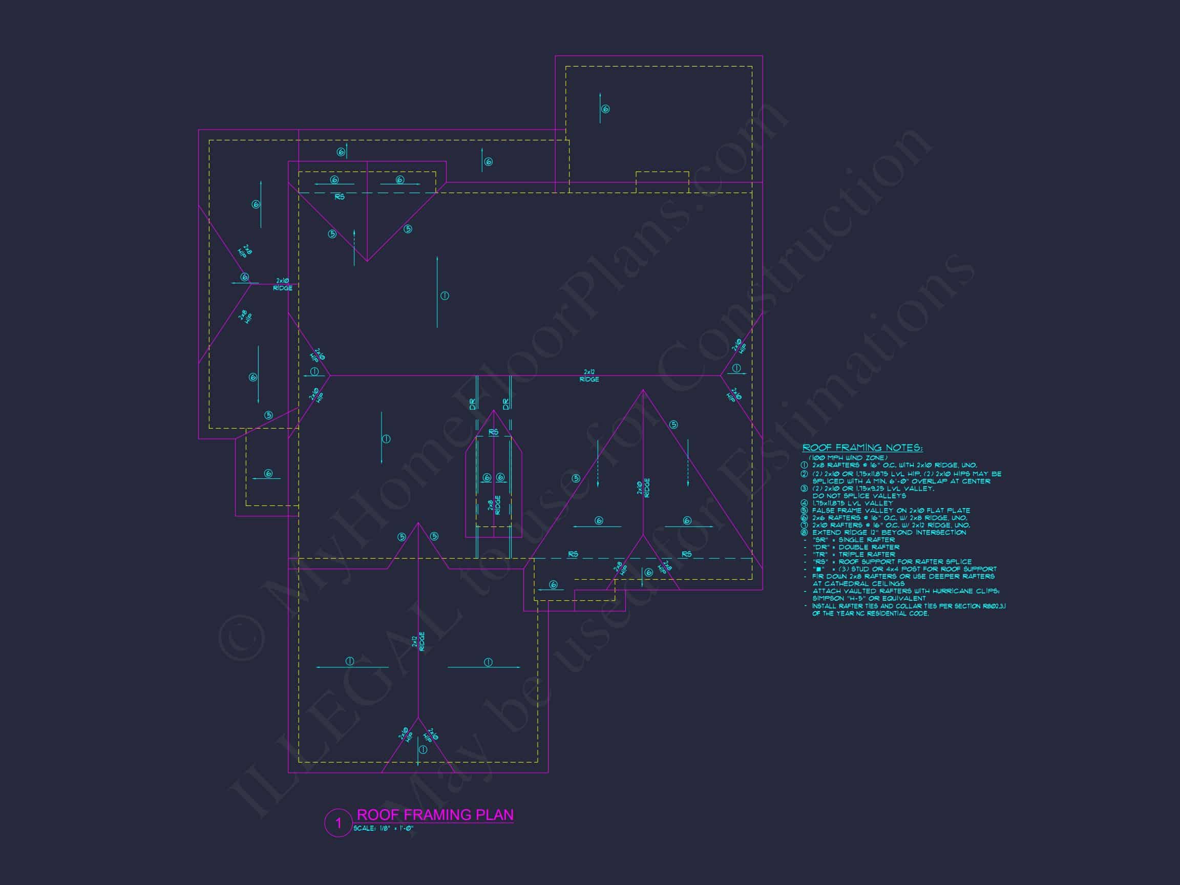 Craftsman house Floor Plan with CAD Designs and Blueprint